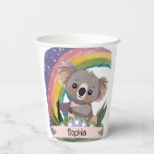 Schattigee Baby Koala Rainbow Aangepaste naam Papieren Bekers (Achterkant)