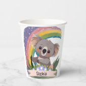 Schattigee Baby Koala Rainbow Aangepaste naam Papieren Bekers (Voorkant)