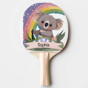 Schattigee Baby Koala Rainbow Aangepaste naam Tafeltennisbatje