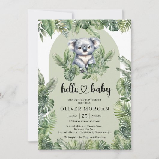 Schattigee baby koala Waterverf tropisch groen Kaart (Voorkant)