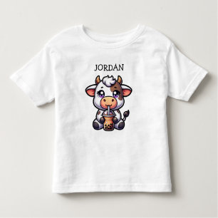 Schattigee Baby Koe Drink Boba Kawaii Cartoon Kinder Shirts