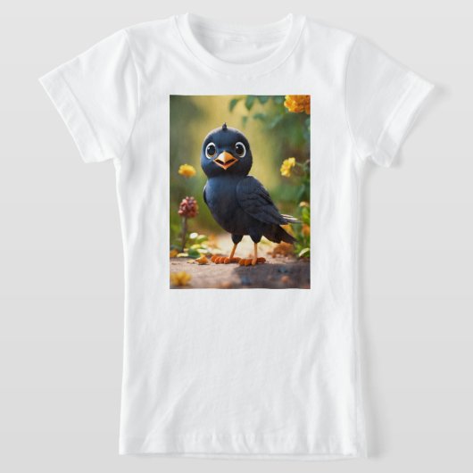Schattigee Baby kraai met Schattigee ogen T-Shirt (Laagn)