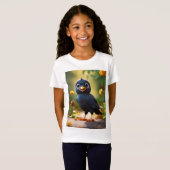 Schattigee Baby kraai met Schattigee ogen T-Shirt (Voorkant volledig)