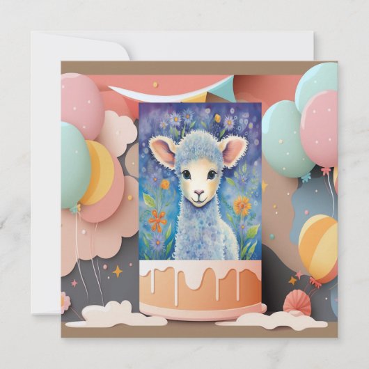 Schattigee Baby Lamb Verjaardag Kaart (Voorkant)