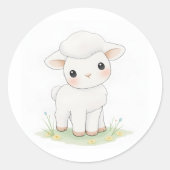 Schattigee Baby Lamb Waterverf Illustratie Sticker (Voorkant)