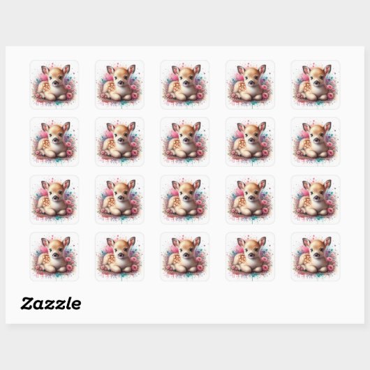 Schattigee baby lief vierkante sticker (Vel)