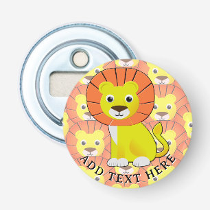 Schattigee Baby Lion All Over Print Pattern Button Flesopener