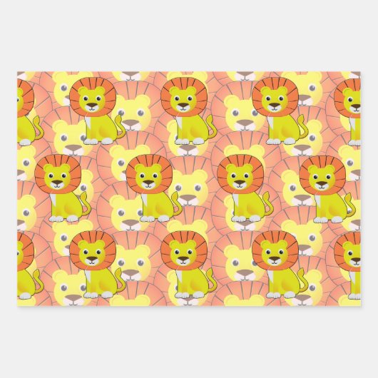 Schattigee Baby Lion All Over Print Pattern Inpakpapier Vel (Voorkant 3)