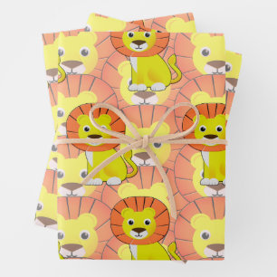 Schattigee Baby Lion All Over Print Pattern Inpakpapier Vel