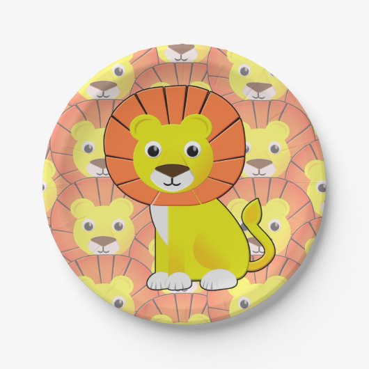 Schattigee Baby Lion All Over Print Pattern Papieren Bordje (Voorkant)