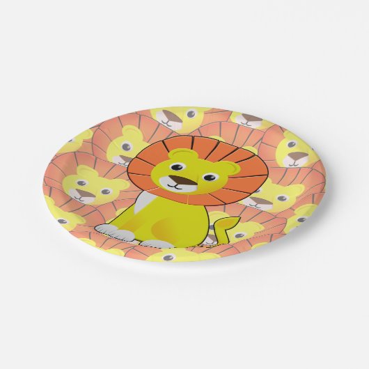 Schattigee Baby Lion All Over Print Pattern Papieren Bordje (Gekanteld)