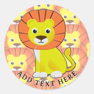 Schattigee Baby Lion All Over Print Pattern Ronde Sticker