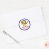 Schattigee Baby Lion met dierentuin Vrolijk Kerstf Ronde Sticker (Envelop)