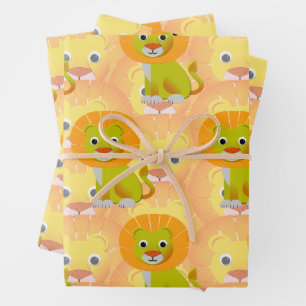 Schattigee Baby Lion over  printpatroon Inpakpapier Vel