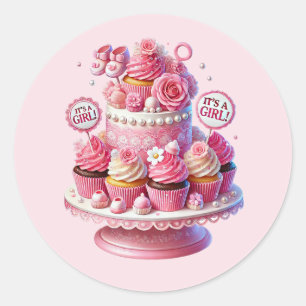 Schattigee baby meisje douche lief ronde sticker