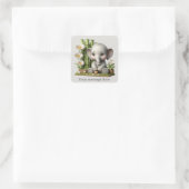 Schattigee baby meisje olifant Voeg bericht toe Vierkante Sticker (Tas)