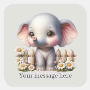 Schattigee baby meisje olifant Voeg bericht toe Vierkante Sticker