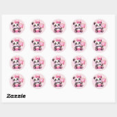 Schattigee baby meisje panda beer ronde sticker (Vel)