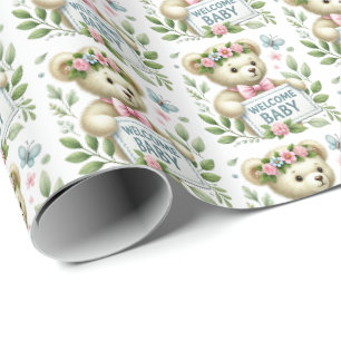 Schattigee baby meisjes welkom baby cadeaupapier