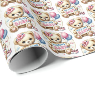 Schattigee baby meisjes welkom baby cadeaupapier