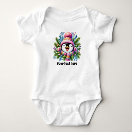 Schattigee baby meisjes Winterpinguïn Romper (Voorkant)