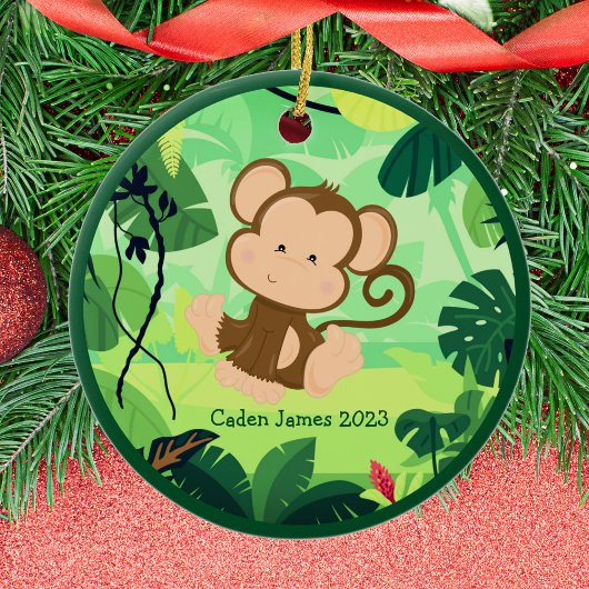 Schattigee Baby Monkey Custom Kinder Oerwoud Kerst Keramisch Ornament