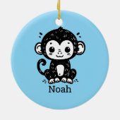 Schattigee Baby Monkey Drawing - Kawaii Nursery Ar Keramisch Ornament (Achterkant)
