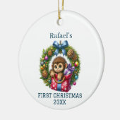 Schattigee Baby Monkey Kerst Keramisch Ornament (Links)
