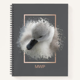 Schattigee Baby Mute Swan Grey Abstract Notitieboek