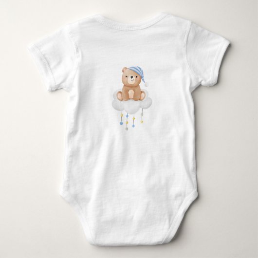 Schattigee baby Naam Beer op Cloud Romper (Achterkant)