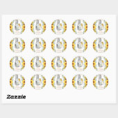 Schattigee Baby Olifant & Boho rustieke zonnebloem Ronde Sticker (Vel)