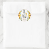 Schattigee Baby Olifant & Boho rustieke zonnebloem Ronde Sticker (Tas)