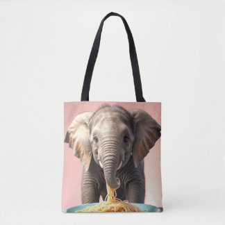 Schattigee Baby Olifant Eating Spaghetti Draagtas