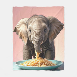 Schattigee Baby Olifant Eating Spaghetti Fleece Deken