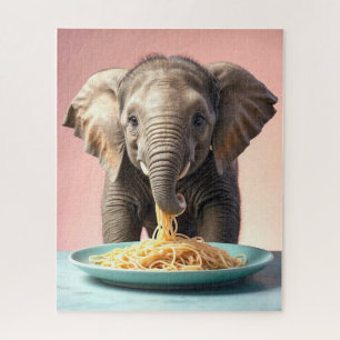 Schattigee Baby Olifant Eating Spaghetti Legpuzzel