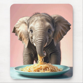 Schattigee Baby Olifant Eating Spaghetti Muismat