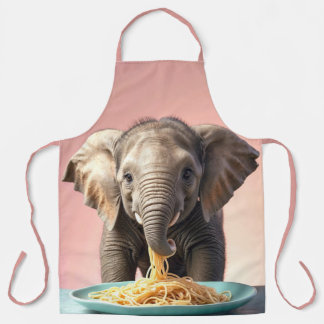 Schattigee Baby Olifant Eating Spaghetti Schort