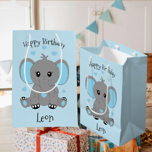 Schattigee baby olifant in blauw, jongensverjaarda medium cadeauzakje