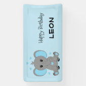 Schattigee baby olifant in blauw, jongensverjaarda spandoek (Verticaal)