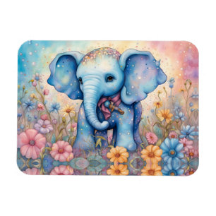 Schattigee Baby Olifant in een pastelmadeliefje Magneet