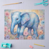 Schattigee Baby Olifant in een pastelmadeliefje Tissuepapier (Craft)