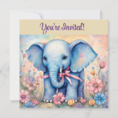 Schattigee Baby olifant in een pasteltuin Kaart (Voorkant)