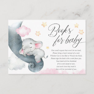 Schattigee baby olifant meisje baby shower boeken  informatiekaartje