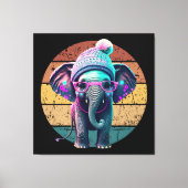 Schattigee Baby Olifant met Beanie en Roze Glazen Canvas Afdruk (Voorkant)
