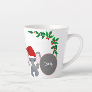 Schattigee Baby olifant met een kerst Pet naam Latte Mok