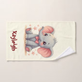 Schattigee Baby olifant met roze strik Bad Handdoek (Handdoek)