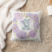 Schattigee Baby Olifant Paarse Bloemen Meisje Kwek Kussen (Deken)