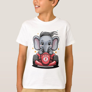 Schattigee Baby olifant race autocoureur T-shirt
