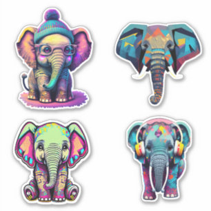Schattigee Baby Olifant Schattige digitale illustr Sticker