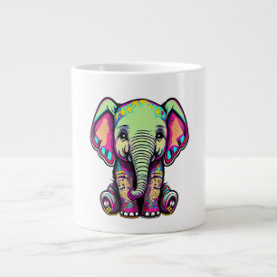 Schattigee Baby Olifant zit digitale illustratie Extra Grote Beker